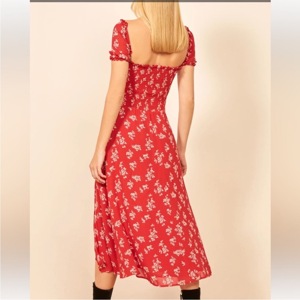 Reformation Inka Floral Print Midi Sundress Summer Red - Picture 3 of 5